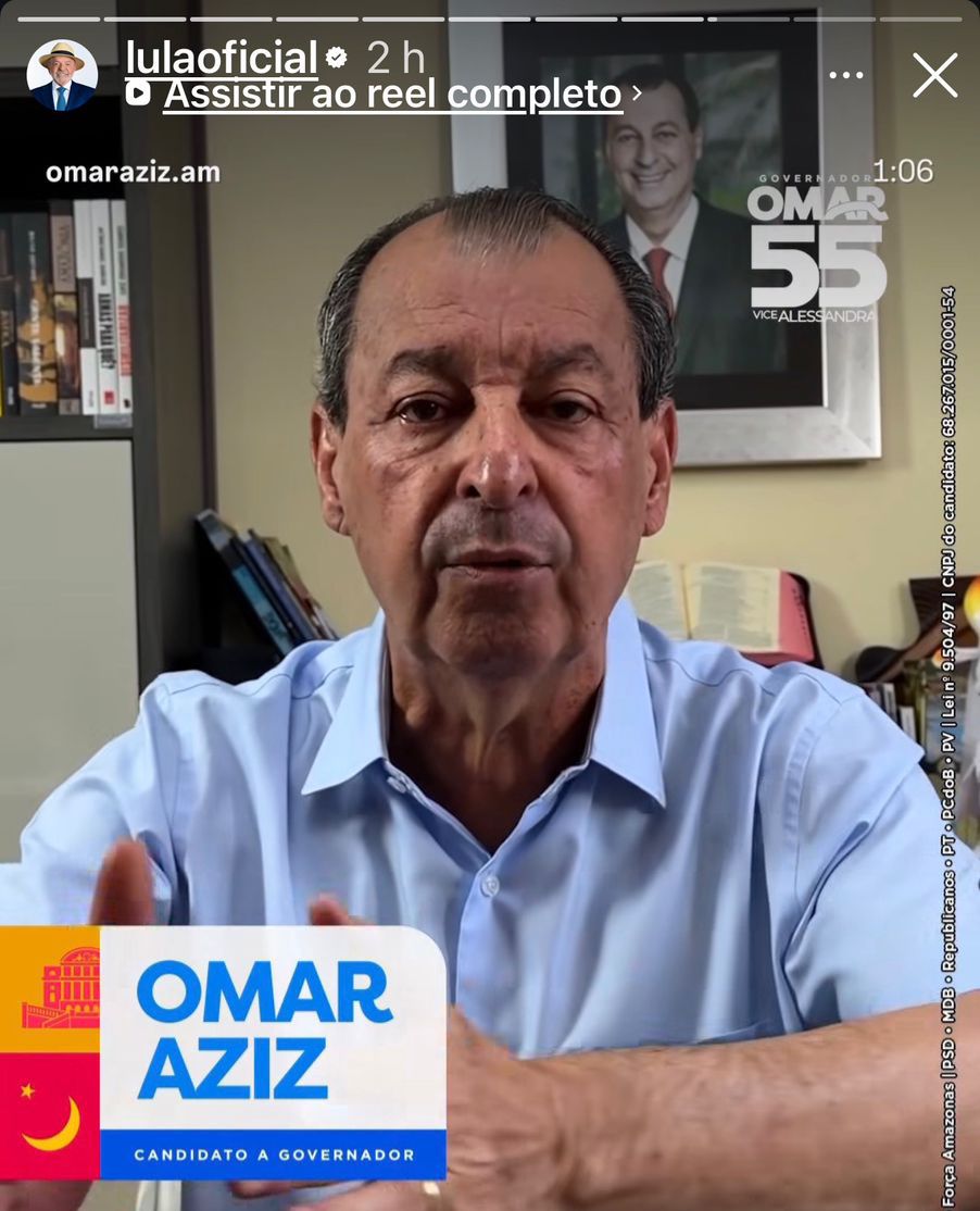 Presidente Lula compartilha publicação e reforça apoio à atuação de Omar Aziz pelo fim da escala 6×1